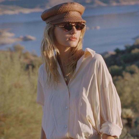 Anthropologie Lack Of Color  Mesa Straw Engineer Hat - Picture 1 of 7